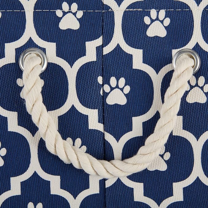 Bone Dry Pet Storage Collection Lattice Paw Print, Nautical Blue, Small Round - Image 4